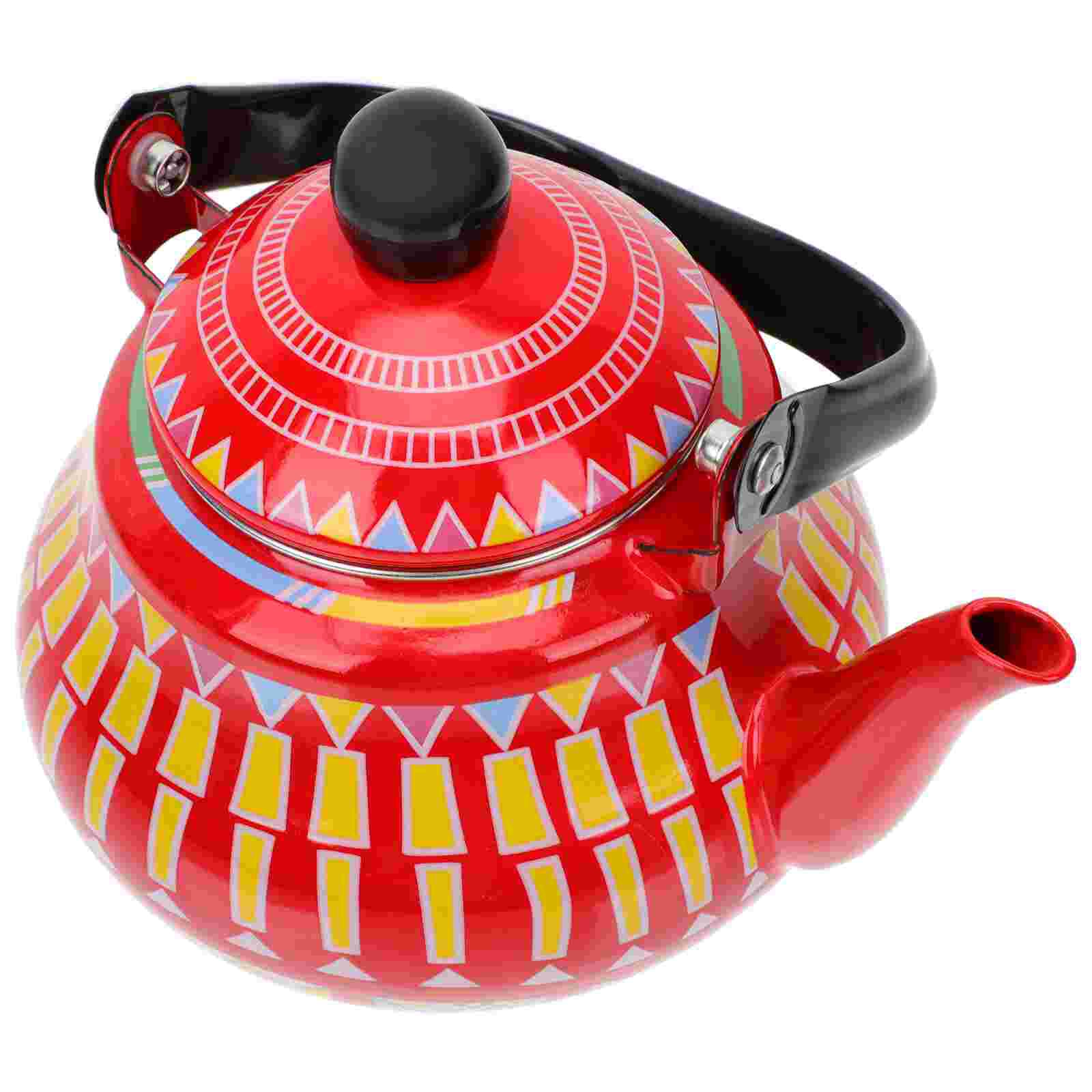 Kettle Water Boiling Kettle Enamel Kettle Teapot Enamel Teakettle for Kitchen Restaurant: Red