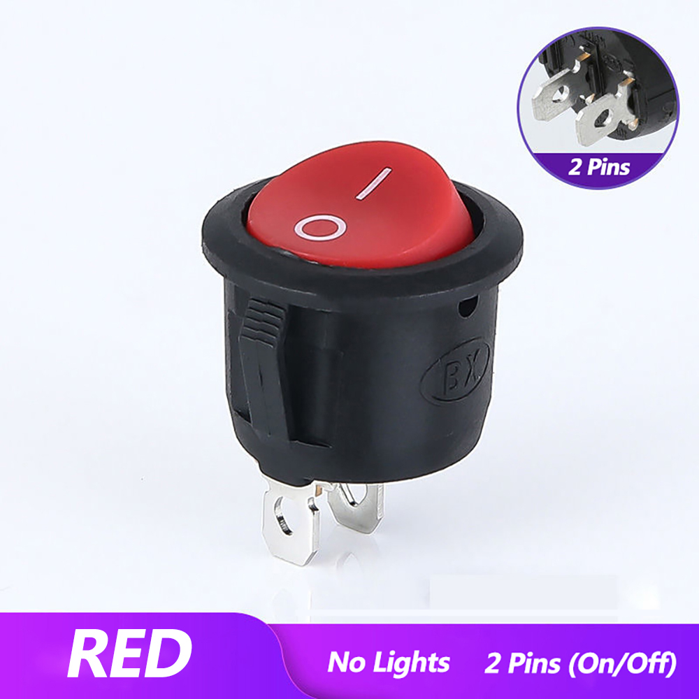 10 Stuks On/Off Knop Ac-2 Terminal Spst Tuimelschakelaar Waterdichte Cap Switcher Ronde Panel Starter Power schakelaars Voor Auto Rv: 10pcs-Red-2pins