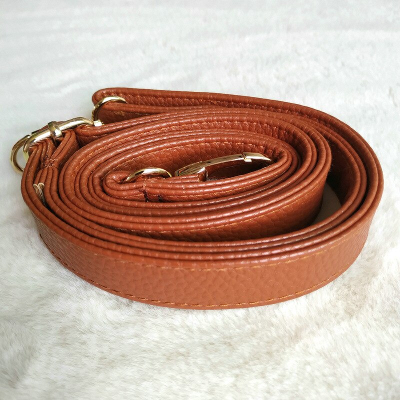 PU Læder Skulderrem Taske Tilbehør DIY Crossbody Justerbar Taske Bælte Rem Håndtaske Rem Kvinder Gul Spænde: Brun