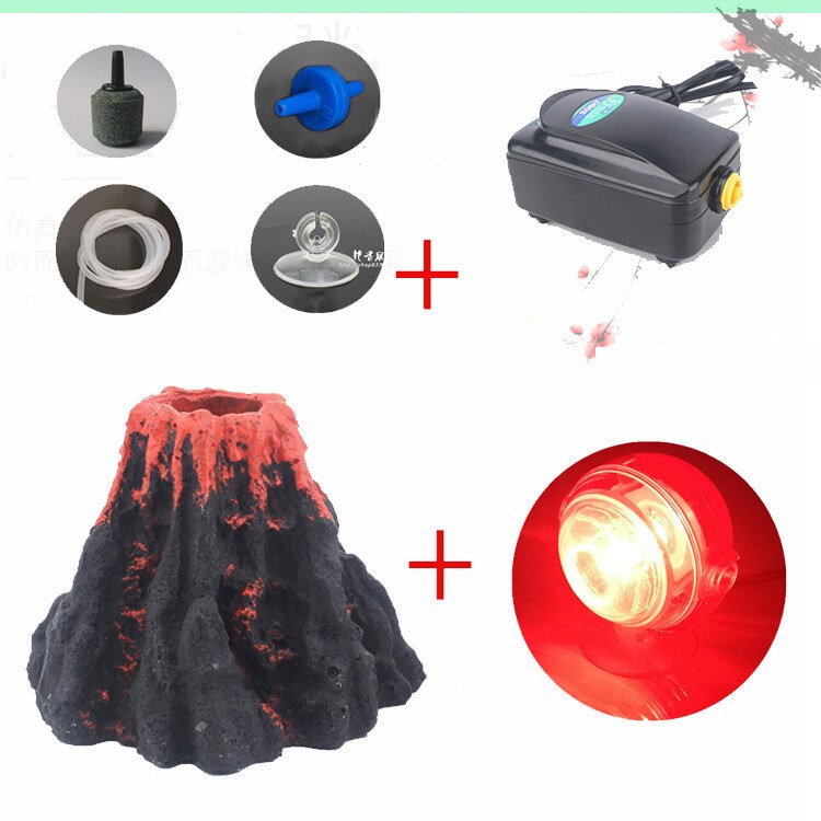Aquarium Volcano with Air Bubbler, Realistic Fish Tank Volcano Ornaments Bubble Maker, Great Addition to Fish Tank Aquarium: I