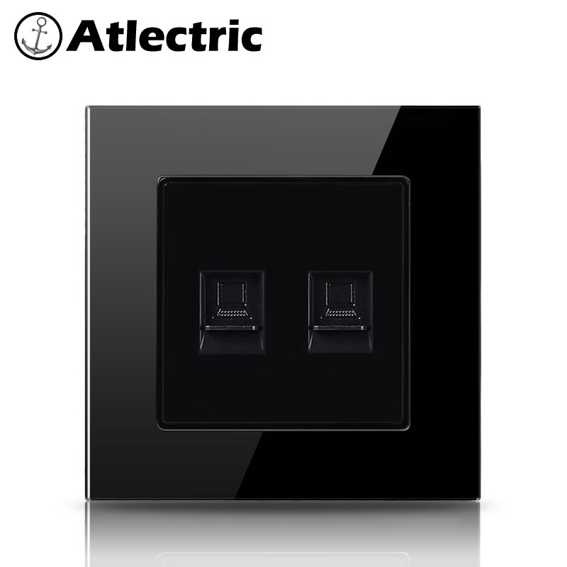 Elektrische  rj45 en tv-aansluiting, televisie- en computeraansluiting, dubbele internetaansluiting, luxe glazen paneelaansluiting