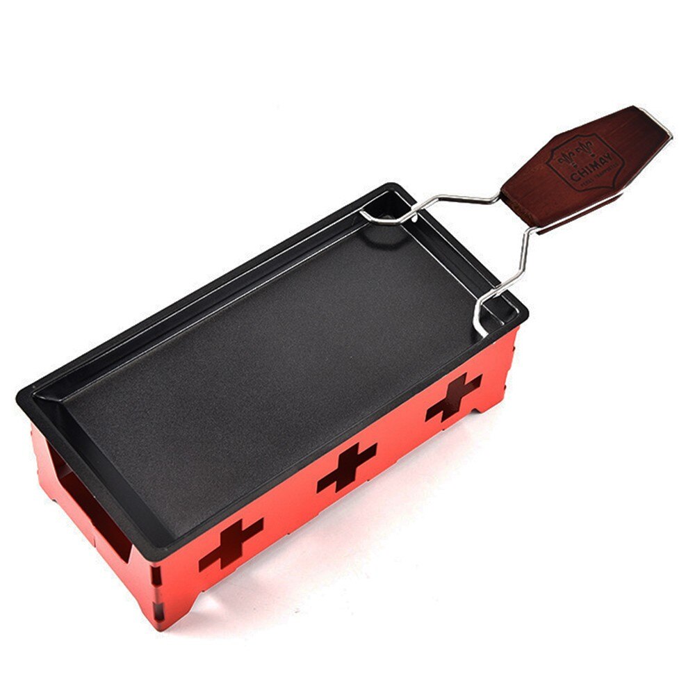 Portable antiadhésif métal fromage Raclette four gril plaque Rotaster plaque de cuisson poêle ensemble manche en bois cuisine outils de cuisson