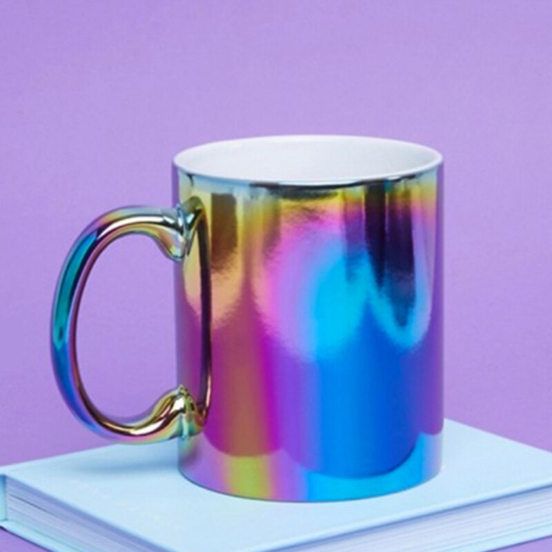 Taza De unicornio con arcoiris iridiscente, Vintage, sirena, galvanoplastia, tazona, Tazas De café Creativas, Nespresso, unicornio