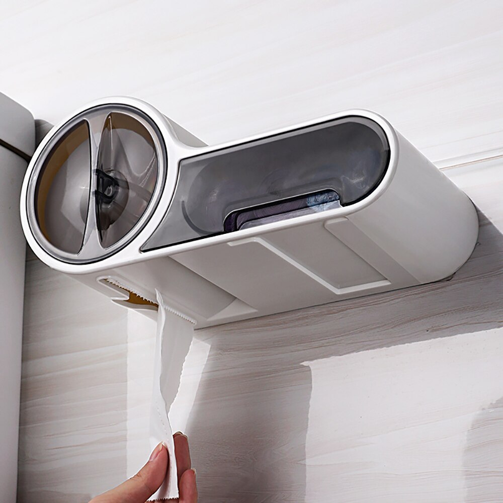 Badkamer Toiletrolhouder Tissue Doos Plastic Wc Dispenser Wall Mounted Roll Papier Opbergdoos Gratis Ponsen