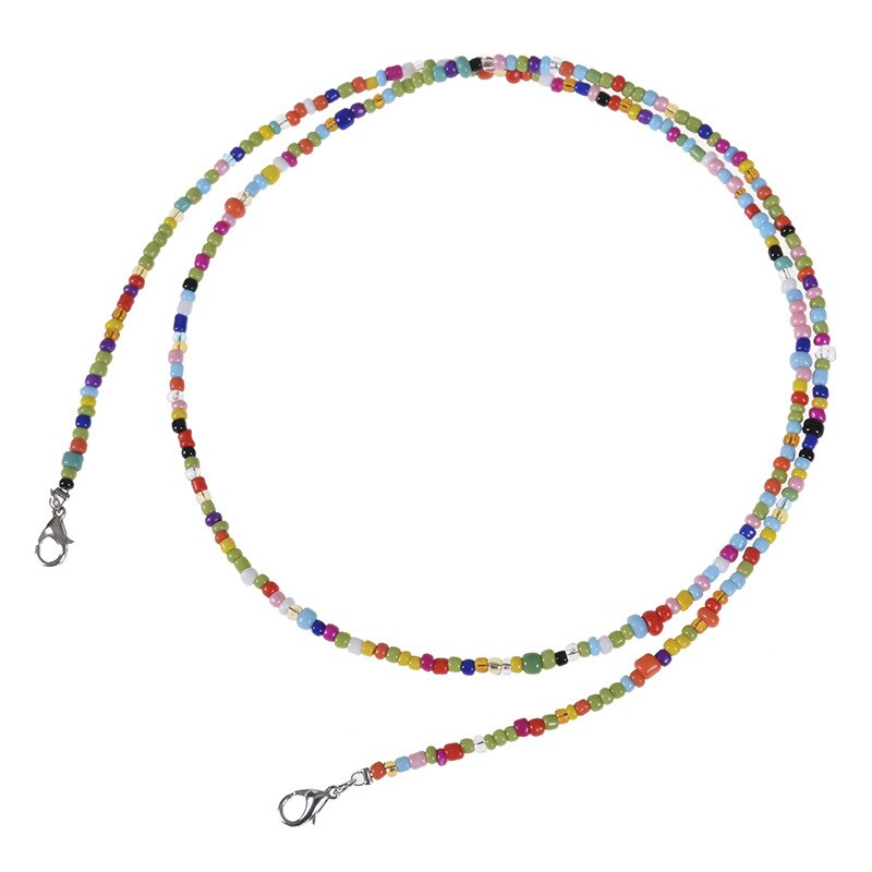 10 stuks regenboogkleurige masker glazen bedel kralen lanyard handgemaakte nek anti-dropping & lost dubbele gesp unisex ketting sieraden: Staalkleur