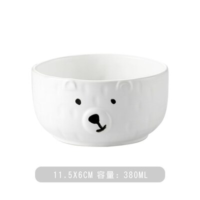 Ceramic Cartoon Plate Tableware Set Cute Girl Heart Bear Plate Home Personality Breakfast Japanese Dinnerware Set: Bowl 380ml