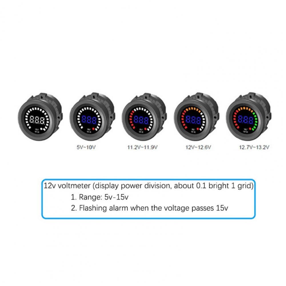 Voltage Meter LED Display Waterproof 12 Volt Digital Voltage Gauge Car Mini Digital LED Voltmeter Voltmeter Motor Accessories