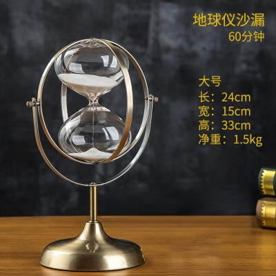 Retro Modern Metal Swivel Sand Timer Hourglass Pendulum Clock Time Wooden Rotating Hour Glass Clock Home Decor Wedding: D