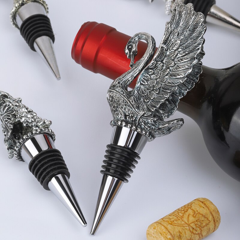 1Pcs Zinc Alloy Wine Bottle Stopper Deer Pegasus Swan Lion Champagne Stopper Vacuum Sealed Wine Cork Kitchen Bar Accessories