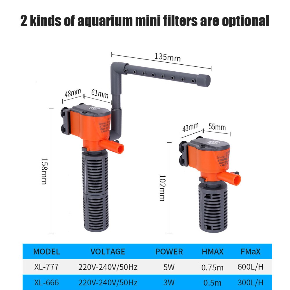 Waterpomp 3w/5w 3- in -1 mini filter aquarium vis sponsfilter zuurstoftoevoer stille luchtpomp voor aquarium aquariumpomp