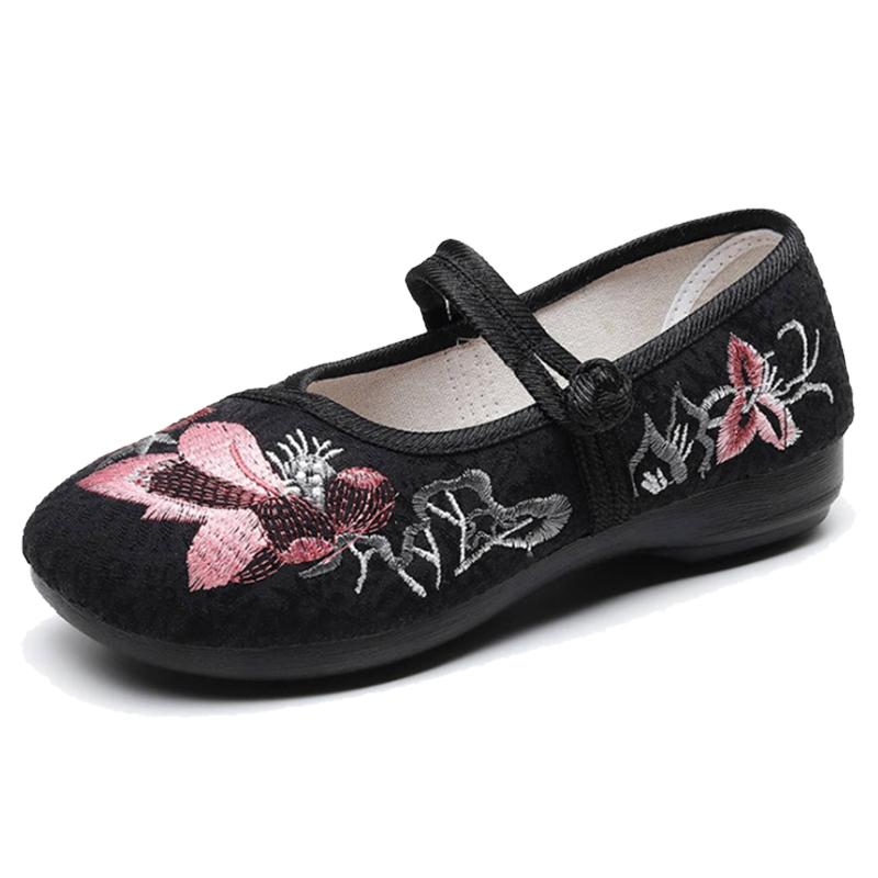 THEAGRANT Style ethnique chaussures femme printemps automne chaussures décontractées Mary Janes doux brodé chinois chaussures plates traditionnelles WFS3076