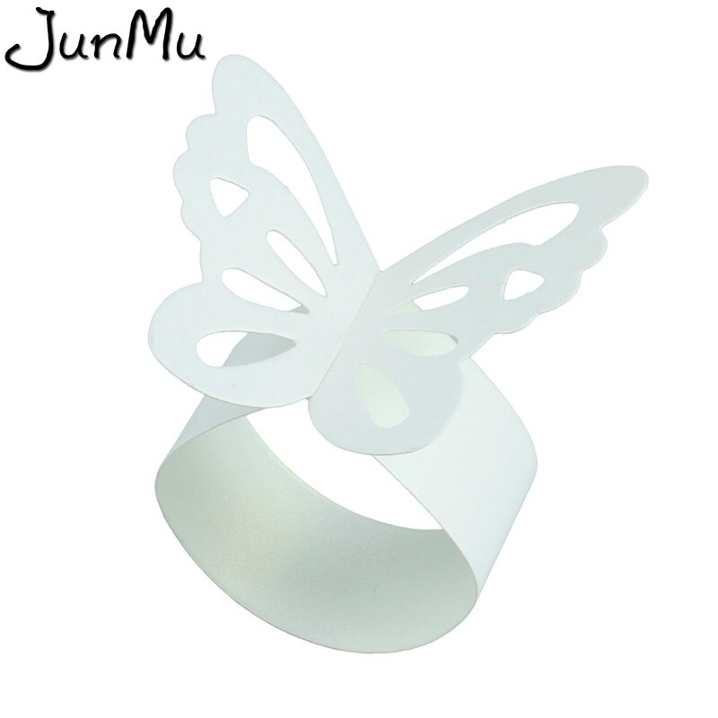 Butterfly Paper Servetringen Voor Bruiloft Decoratie Feestartikelen Diner Banket Tafel Decoratie Accessoires 50 Stks/partij: ivory