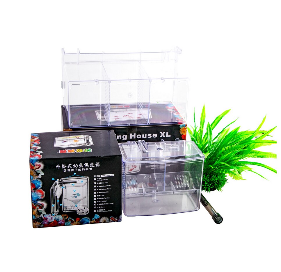 Acryl Aquarium Aquarium Fokken Doos Air Drived Water Stroomt Scheiding Fokken Doos Aquario Kleine Vis Doos Plant Tank