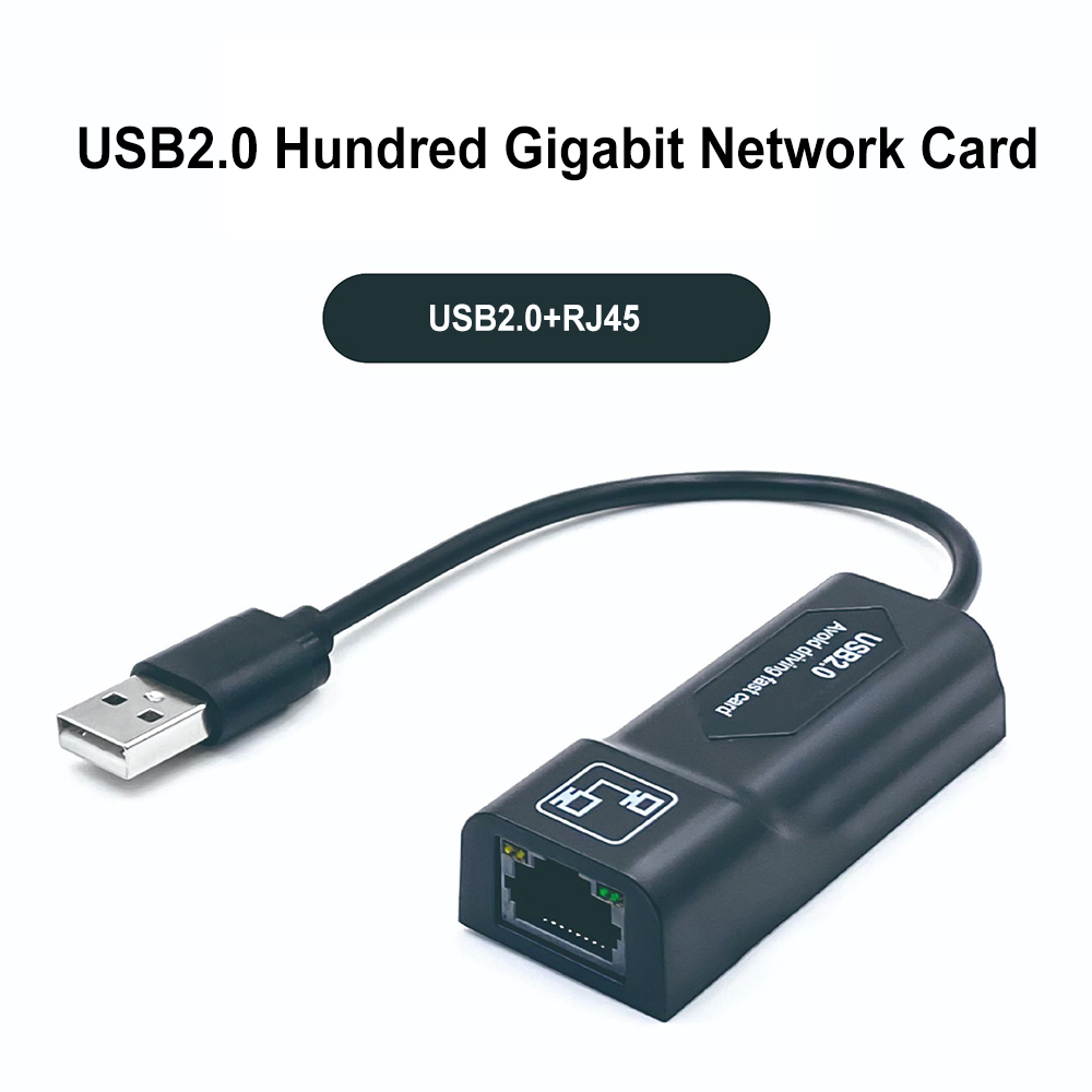 Usb ethernet-adapter usb 2.0 til rj45 nettverkskort med otg-kabel lan 100m nettverksadapter med ledet-indikator støpsel og spille