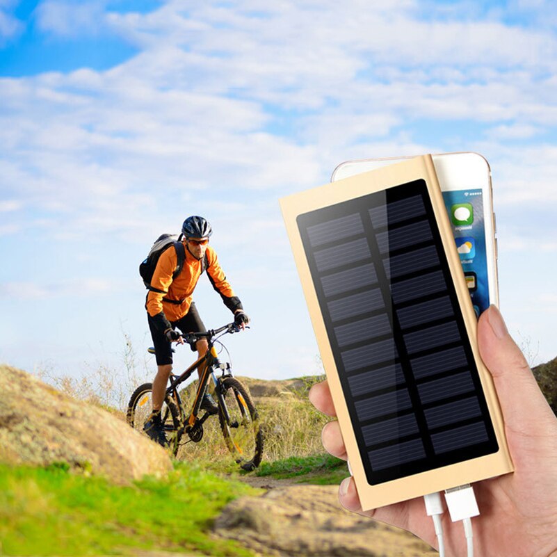 Solar Power Bank External Battery 2 USB LED 30000mah Powerbank Portable Mobile phone Solar Charger for Xiaomi mi iphone XS 8plus