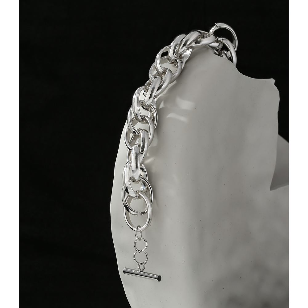 Yhpup Statement Aluminum Metal Chain Bangle Bracelet for Women Punk Aluminium Bracelet Party Gala Pulseras Jewelry