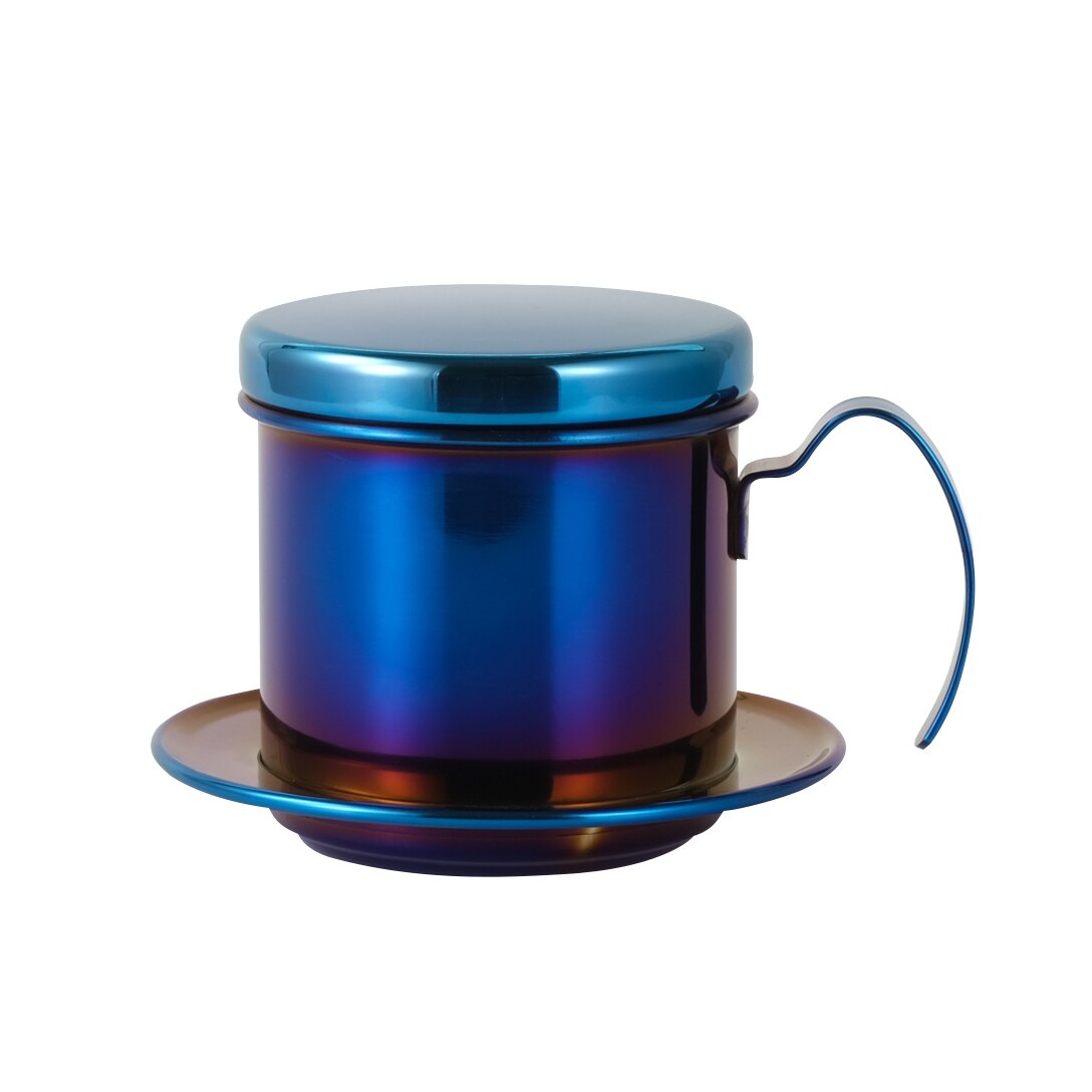 Vietnam Stijl Koffie Filter Mok Cup Kruik Rvs Metalen Koffie Drip Cup Filter Maker Zeef Koele Perfecte Coffeeware: Blue Shiny