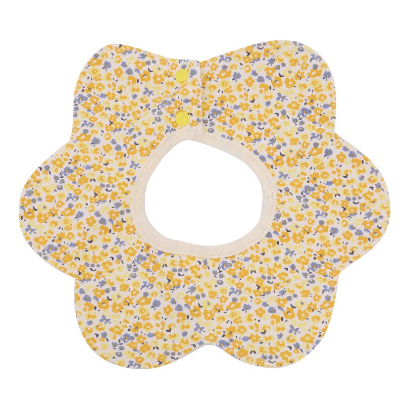 Baby Waterdichte Bib 360 ° Draaien Puur Katoen Huidvriendelijke Schortje Hexagon Bloemvorm Cartoon Vlekken Multifunctionele voeden Sjaal: Yellow flowers