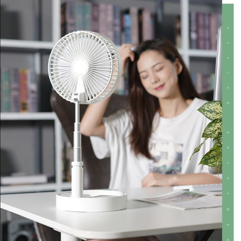 7200mAh Folding Telescopic Floor Desk Fan Remote Control Timing Air Cooler 4 Speed Rechargeable USB Fan for Home Outdoor Camping