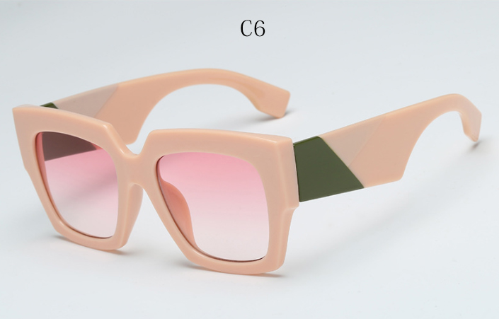Overdimensionerede firkantede solbriller kvinder mænd luksusmærke solbriller dame retro stor ramme gradien solbriller  uv400: C6 lyserød lyserød