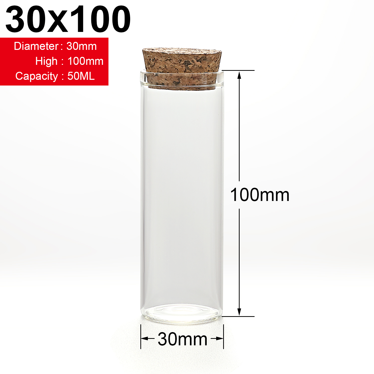 Glasflaskor med kork hantverk flaskor burkar bröllop 15ml 20ml 25ml 30ml tomma burkar behållare flaskor 10 st: 50ml