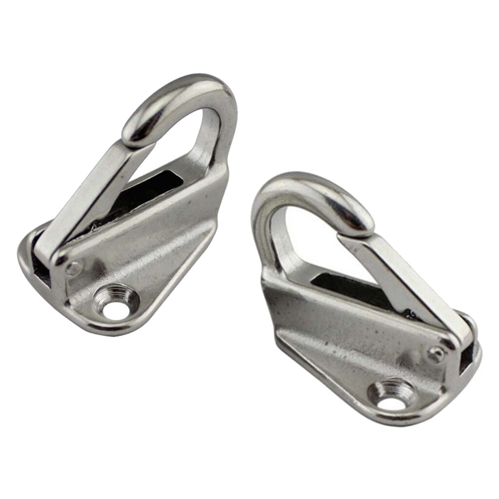 Set of 2 Marine Grade 316 Stainless Steel Sail Tug Spring Snap Fending Hook Eye Hook Boat Hardware Marine Hook