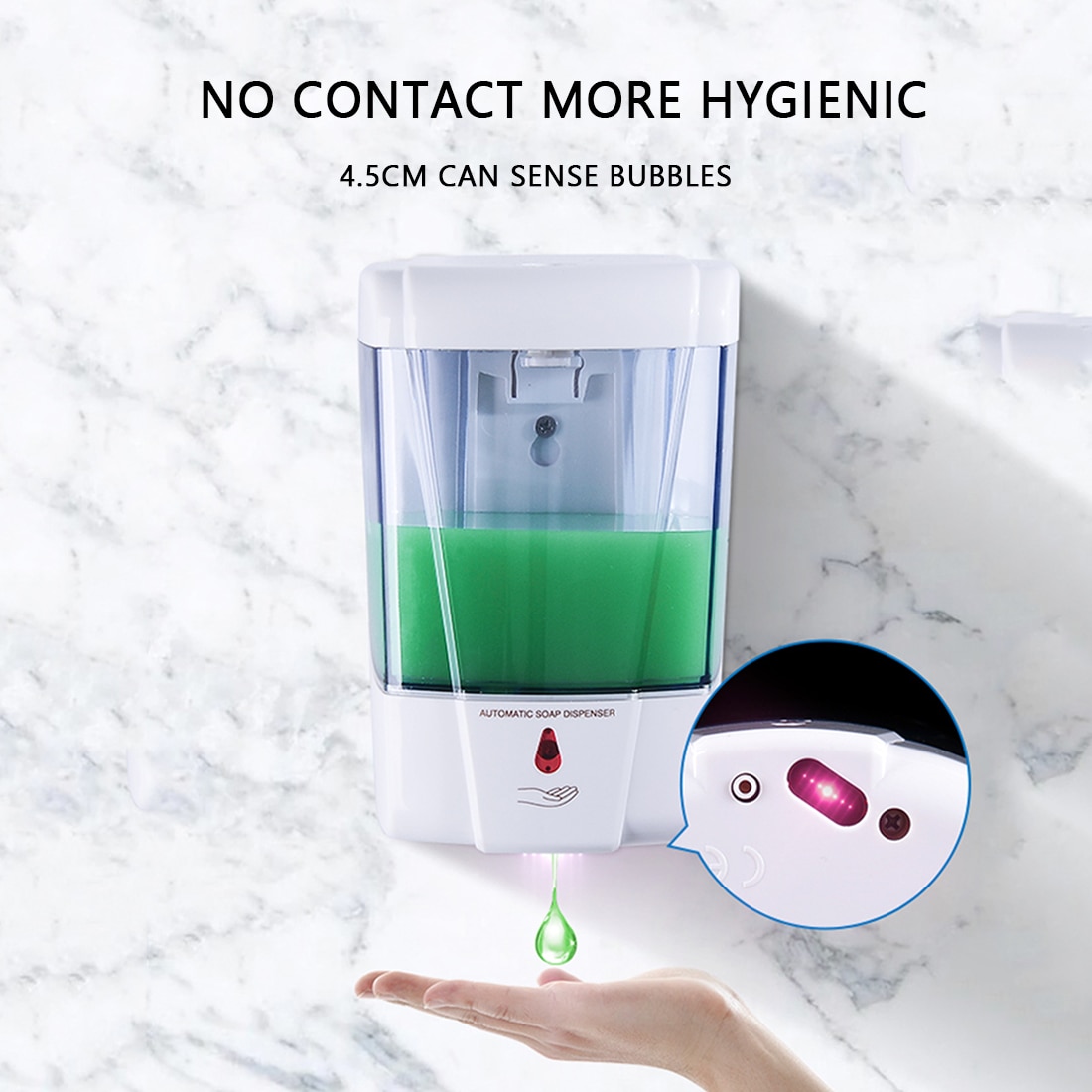 in stock 700Wall-Mount Automatic IR Sensor Soap Dispenser Touch-free Lotion Pump Touchless Liquid Home for Kitchen Bathroom