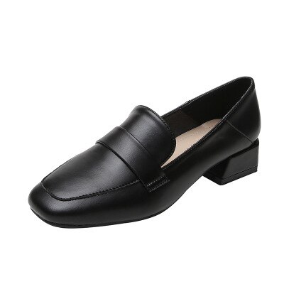 Tacchi bassi Scarpe Da Donna Grande Formato Casual Mocassini In Pelle Pompa Punta Quadrata Diapositiva Scivolare su Scarpe Basse Oxford De Mujer 2020: Black / 10.5