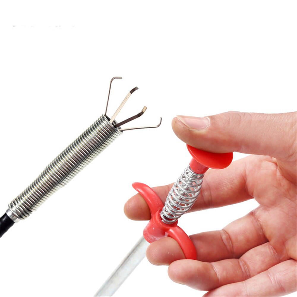 60cm Drain Snake Spring Pipe Dredging Tools Dredge Unblocker Drain Clog Tool for Kitchen Sewer Cleaning Hook Water Sink Tool