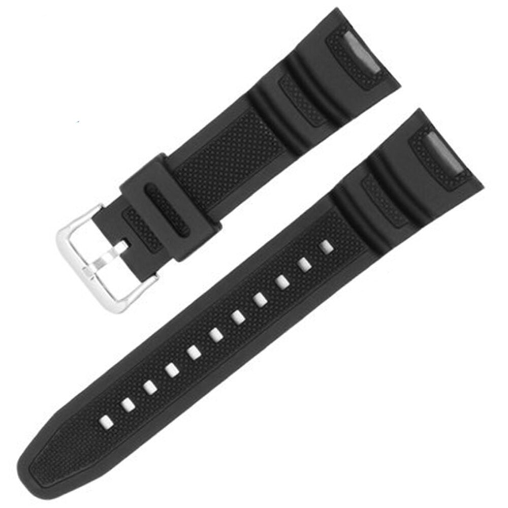 Black Silicone Rubber waterproof Strap for Casio sgw-100 watchbands Smart watches accessories Strap Bracelet: black Silver