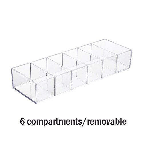 Caja de almacenamiento de acrílico transparente para cosméticos, soporte para maquillaje, organizador de maquillaje de joyería para el hogar, cajas de almacenamiento de escritorio de plástico: 6 grid
