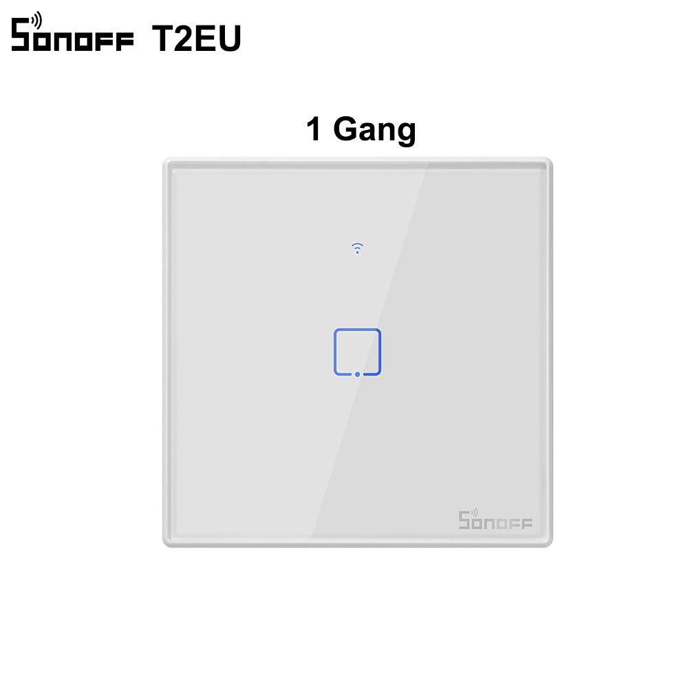 SONOFF T2EU TX inteligente Wifi pared Interruptor táctil con frontera casa inteligente 1/2/3/banda 433 RF /Control de voz/aplicación/táctil funciona con Alexa: 1 gang