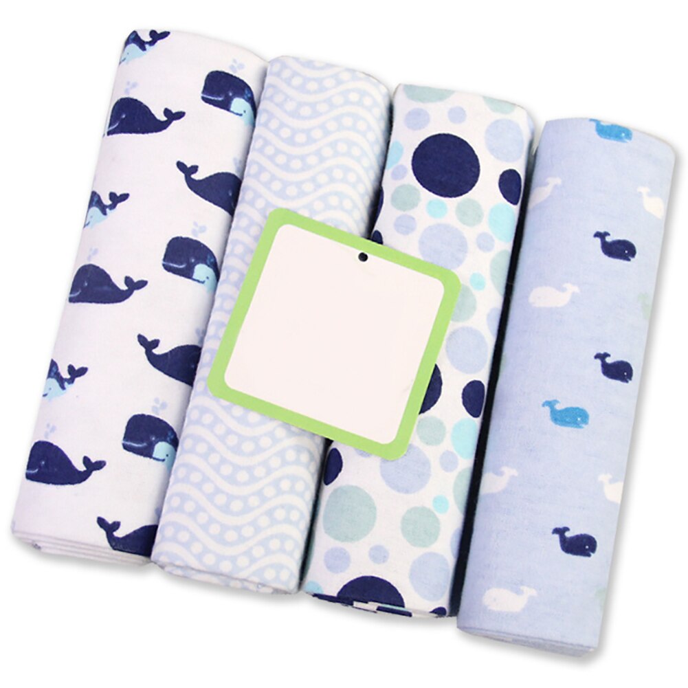 4 Stuks Zacht Flanel Pasgeboren Baby Ontvangen Dekens Inbakeren Wrap Beddengoed Laken: Blue Random