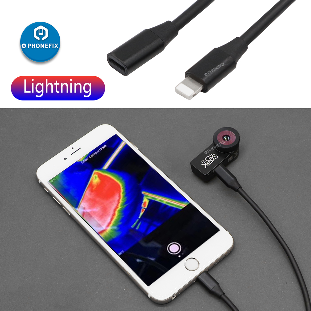 Rallonge Lightning 1M câble d'extension mâle à femelle pour appareil photo thermique Seek Compact PRO type-c/I.OS Android