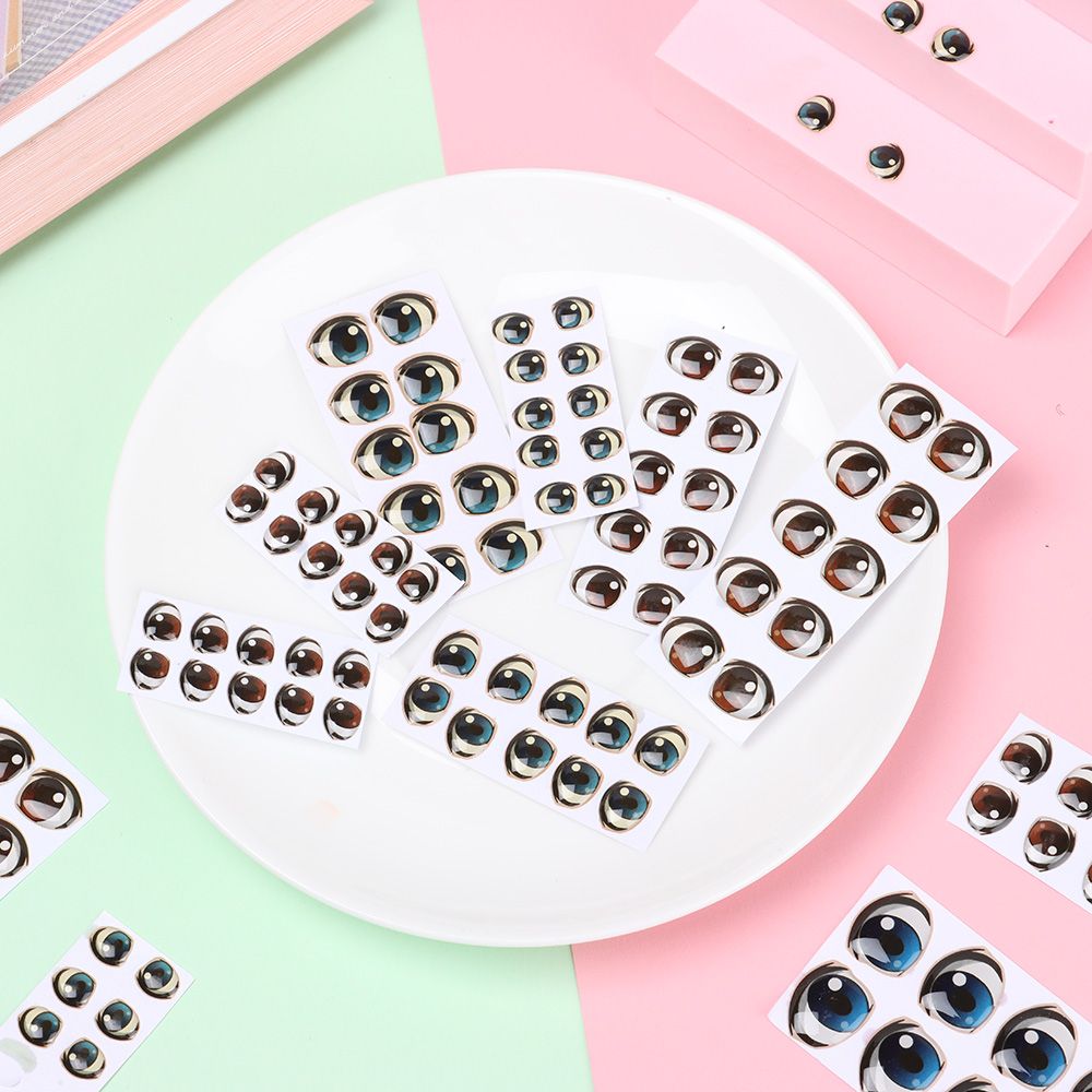 10 Pair Cute Cartoon Eyes Stickers Boy Anime Figurine Doll Face Organ Paster Decals DIY Glass Eye Chips Paper Doll Accessories