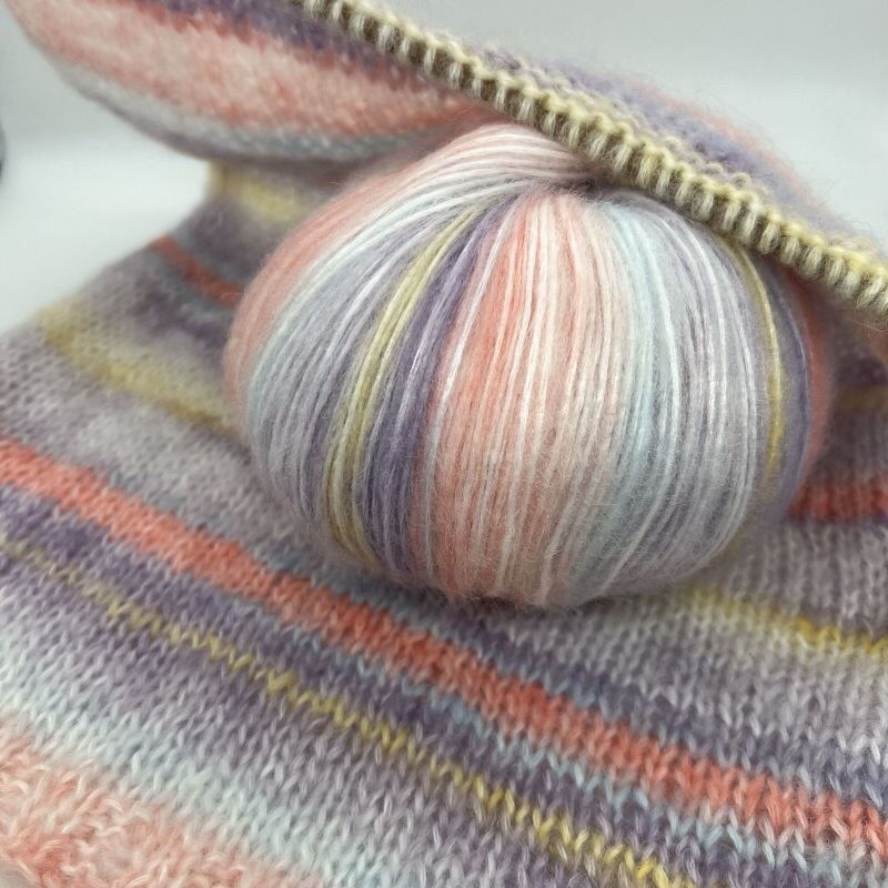 Gradient Rainbow Wool Thread Medium Coarse Wool Ball Handwoven Scarf DIY Crochet Soft Knitted Sweater Thread Knitting Yarn: Ivory