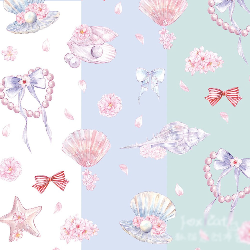 148cm Wide Polyester Cotton Fabric Ocean Shell Printed Tissue Home Textile Sewing Material DIY Making for Garment Kids Dress