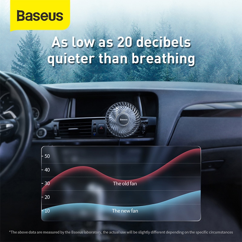 Baseus Portable Fan Car Air Cent Mount Cool Air Travel Cooler Cooling Mini Fans 360 Rotation Adjustable Angle Fans Outdoor Home