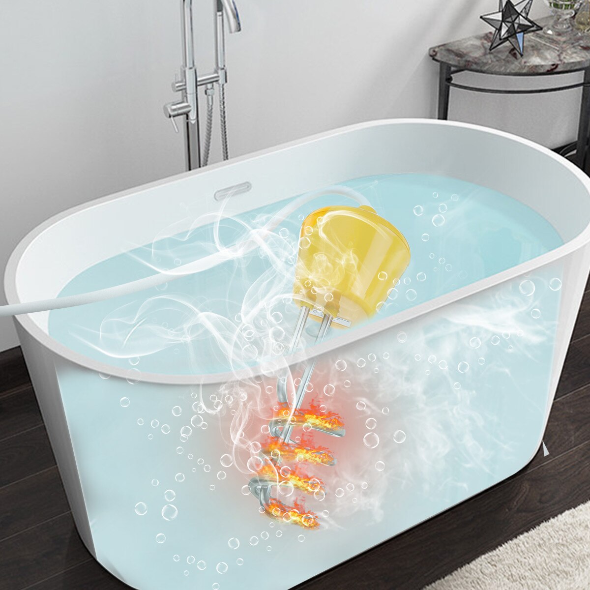 Water Heating Element For Bathroom Travel Home Bathtubs 220V Portable Suspension Alloy Electric Floating Immersion Heater Boiler