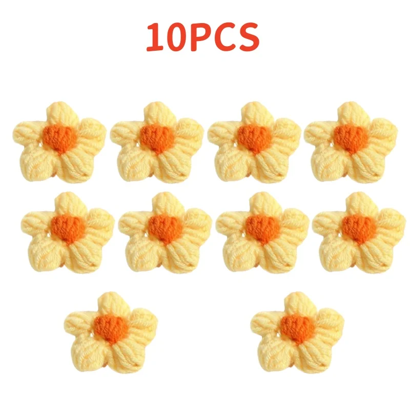 10 Uds. De cabeza de flor tejida, adorno de ramo de hilo de ganchillo, clavel, broche de horquilla tejido a mano, accesorios de costura DIY: Azul marino