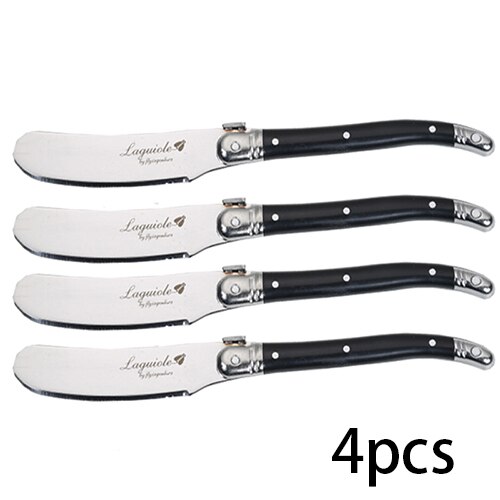 4 stk 6.25 & #39 ;& #39 ; laguiole stil smør kniv spredere sæt sort håndtag osteknive rustfrit stål bestik bar restaurant levering: 4 stk
