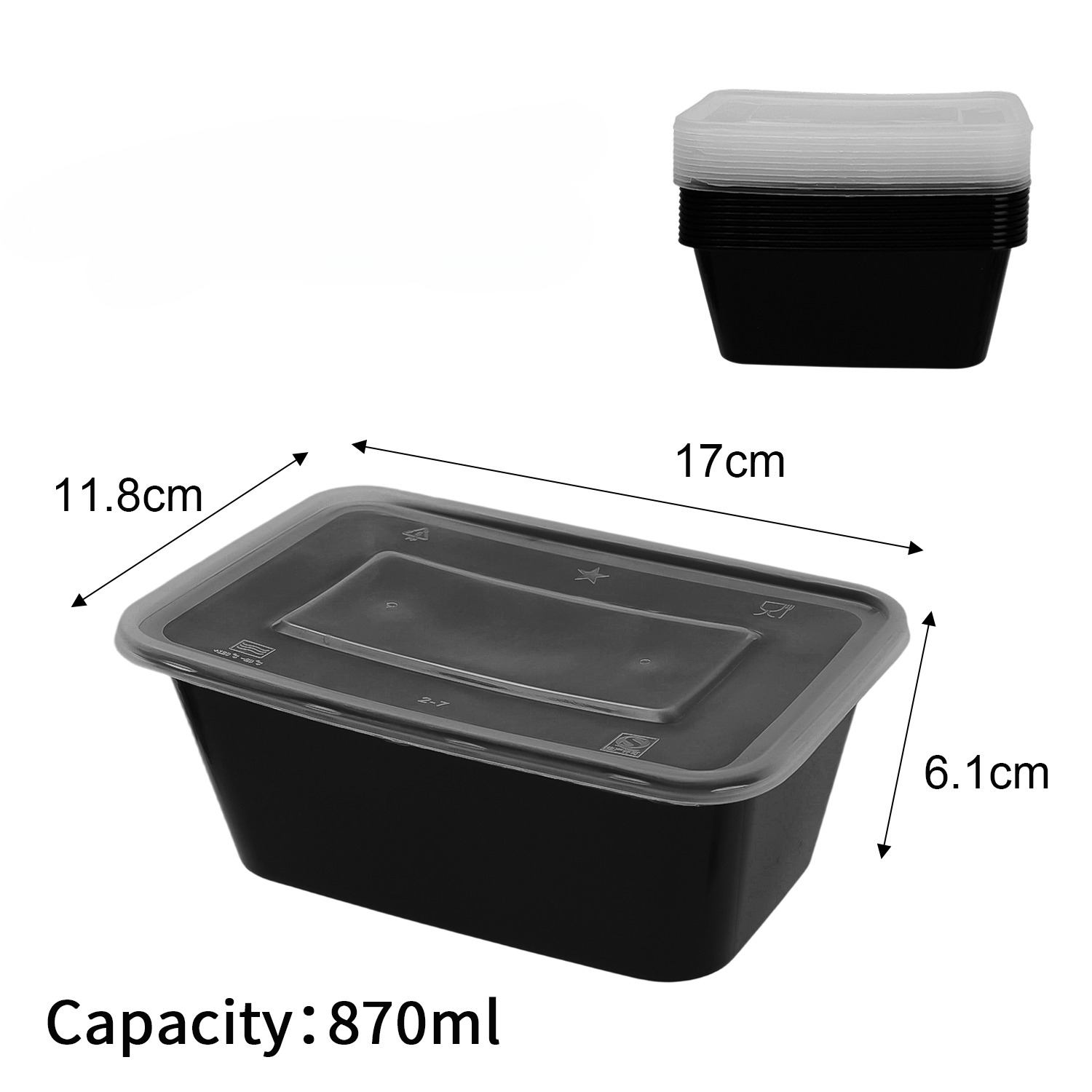 Wegwerp lunchbox Plastic voedselcontainers Zwart fruit Groenten Dozen met deksel voor salades Sandwiches Keukenopslaggereedschap: Rood / 2 stuks