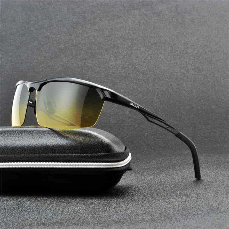 männer Polarisator Brillen Polarisierte Gläser Auto Treiber Nacht Vision Brille Fahren Aluminium Magnesium Sonnenbrille FML: Schwarz Tag Nacht