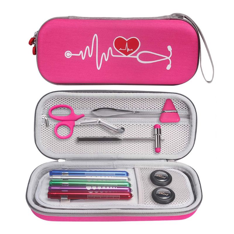 Eva bærbar rejsetaske shell organisator taske til 3m littmann classic iii opbevaringsboks til stetoskop tilbehør: Hot pink