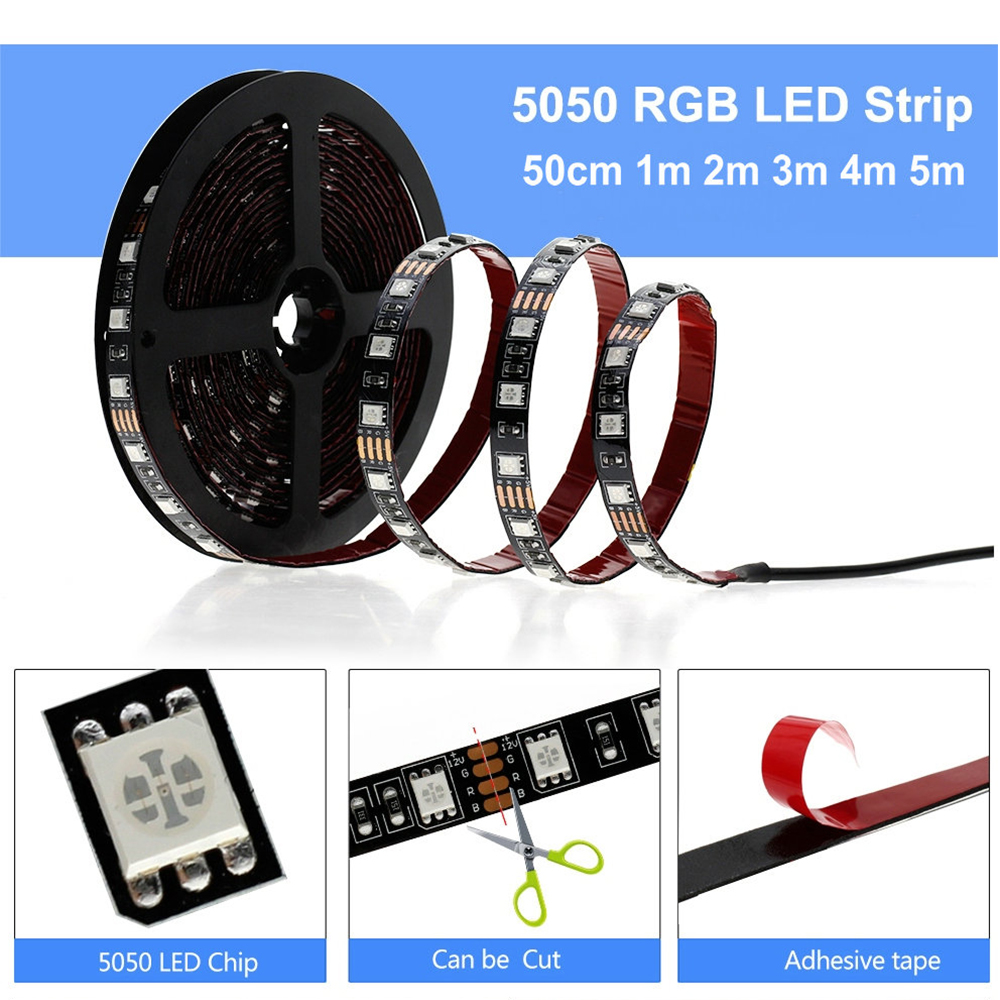 USB LED Strip 5050 RGB Changeable LED TV Background Lighting 50CM 1M 2M 3M 4M 5M DIY Flexible LED Light.