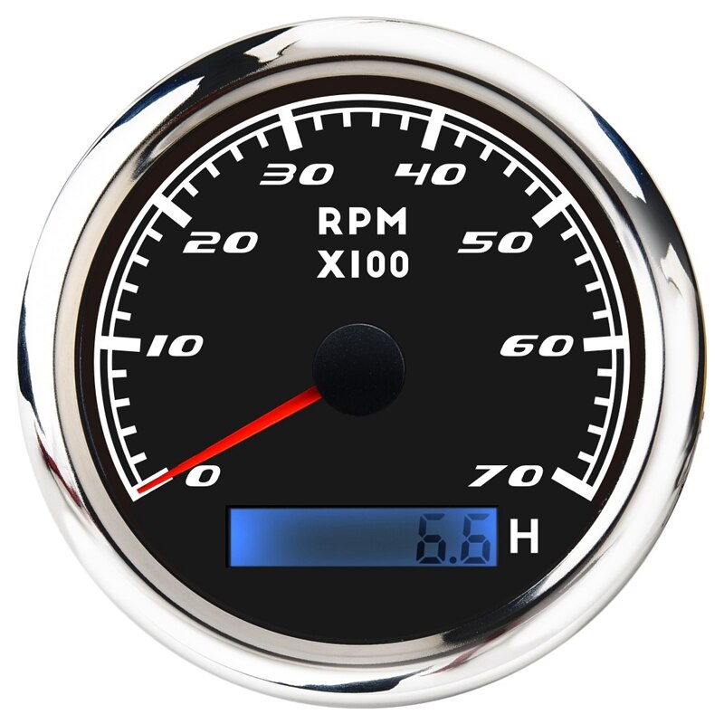 Universal Speedometer 12V/24V Odometer 85mm LCD Hourmeter Tachometer Backlight for Marine Car Motorcycle: Purple