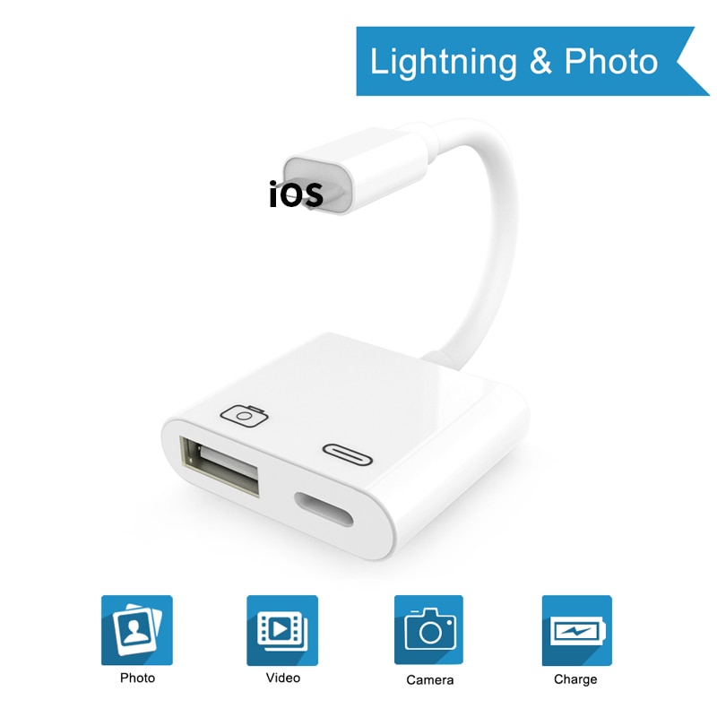 Otg Adapter Voor Lightning Naar Usb 3 Camera Reader Connection Kits Data Sync Charge Voor Iphone X/8/ 7/7 Plus/6/6 S Ipad/Ipod Ios 13