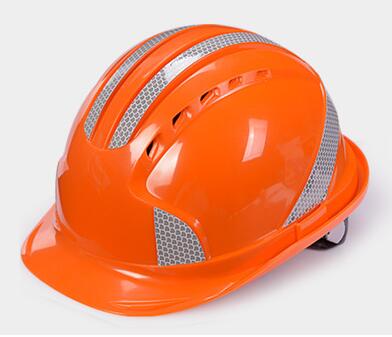 Reflective Strip Safety Helmet Cap Style Vented Hard Hat, 4-Point Ratchet Suspension, Protective Helmet for Construction Worker: H