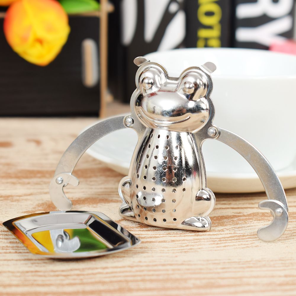 Colador de té en forma de rana de acero inoxidable, filtro de hierbas aromáticas, accesorios de cocina, filtro Infusor de té, elaboración de cerveza, tetera