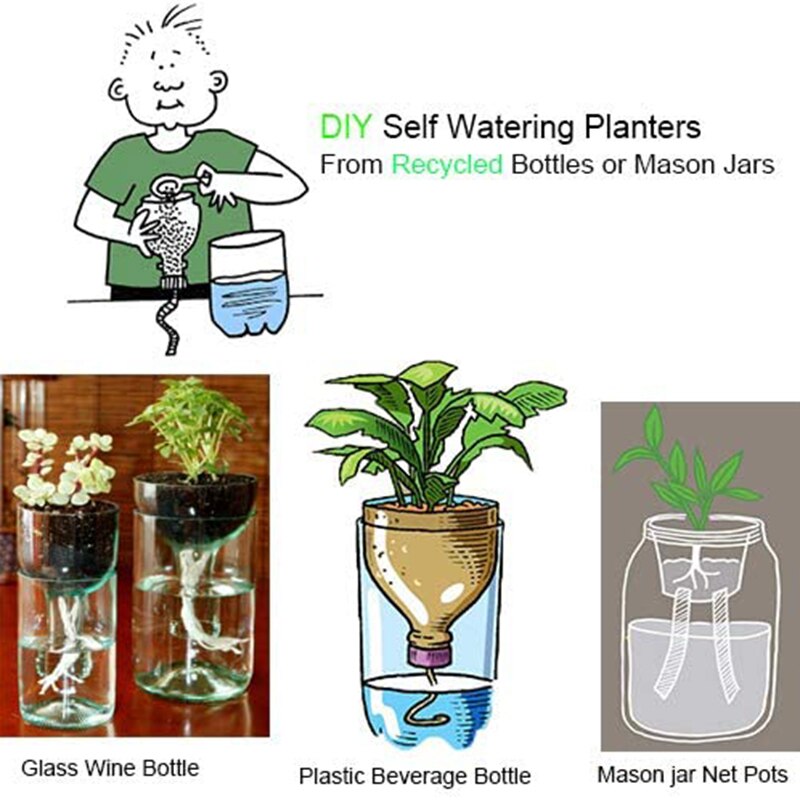 Selvvandende kapillærveke ledning ferieplante sitter diy selvvandende planter pot automatisk vandtransport hydroponic